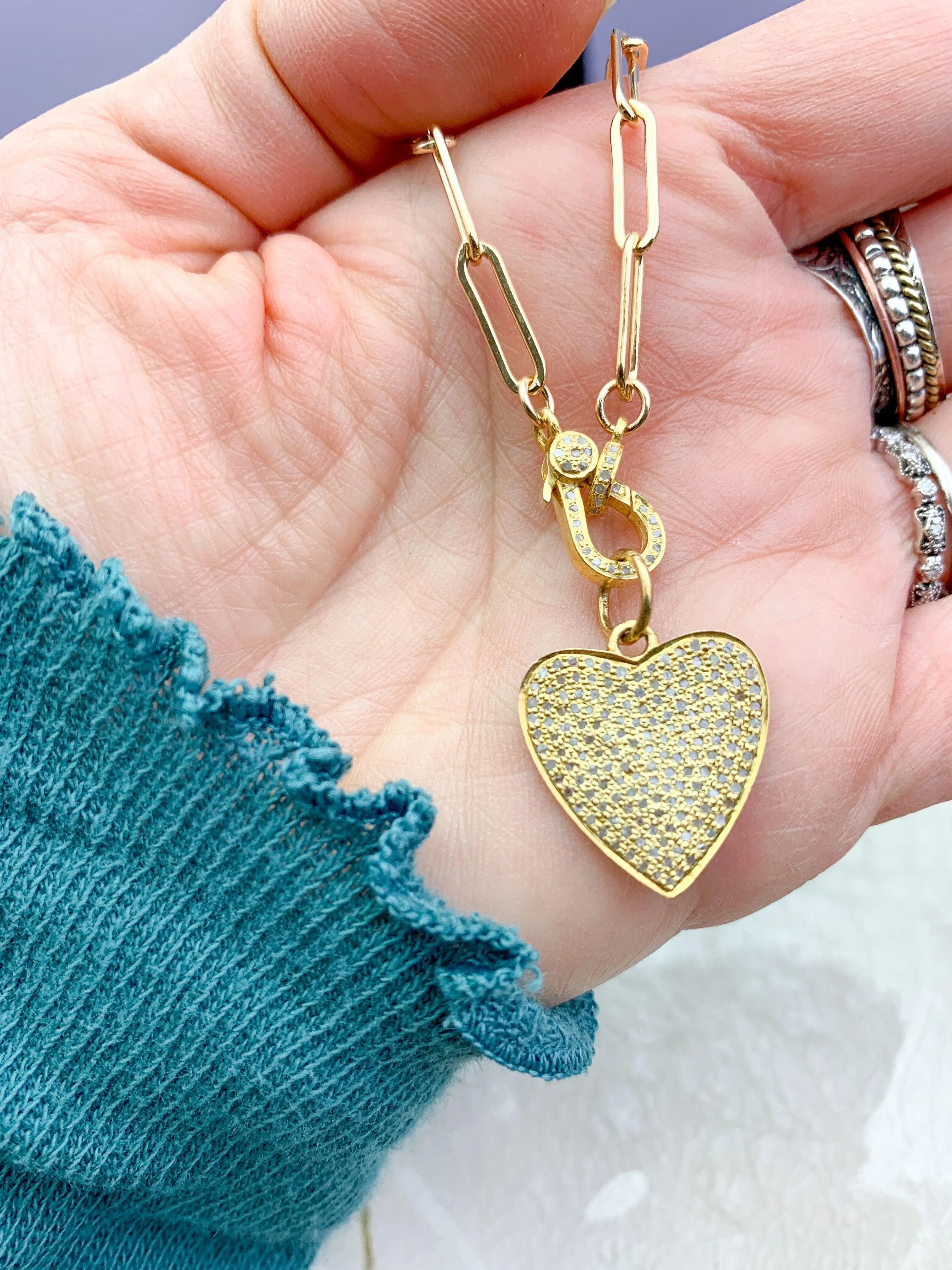 Hearts Pave Diamonds Necklaces