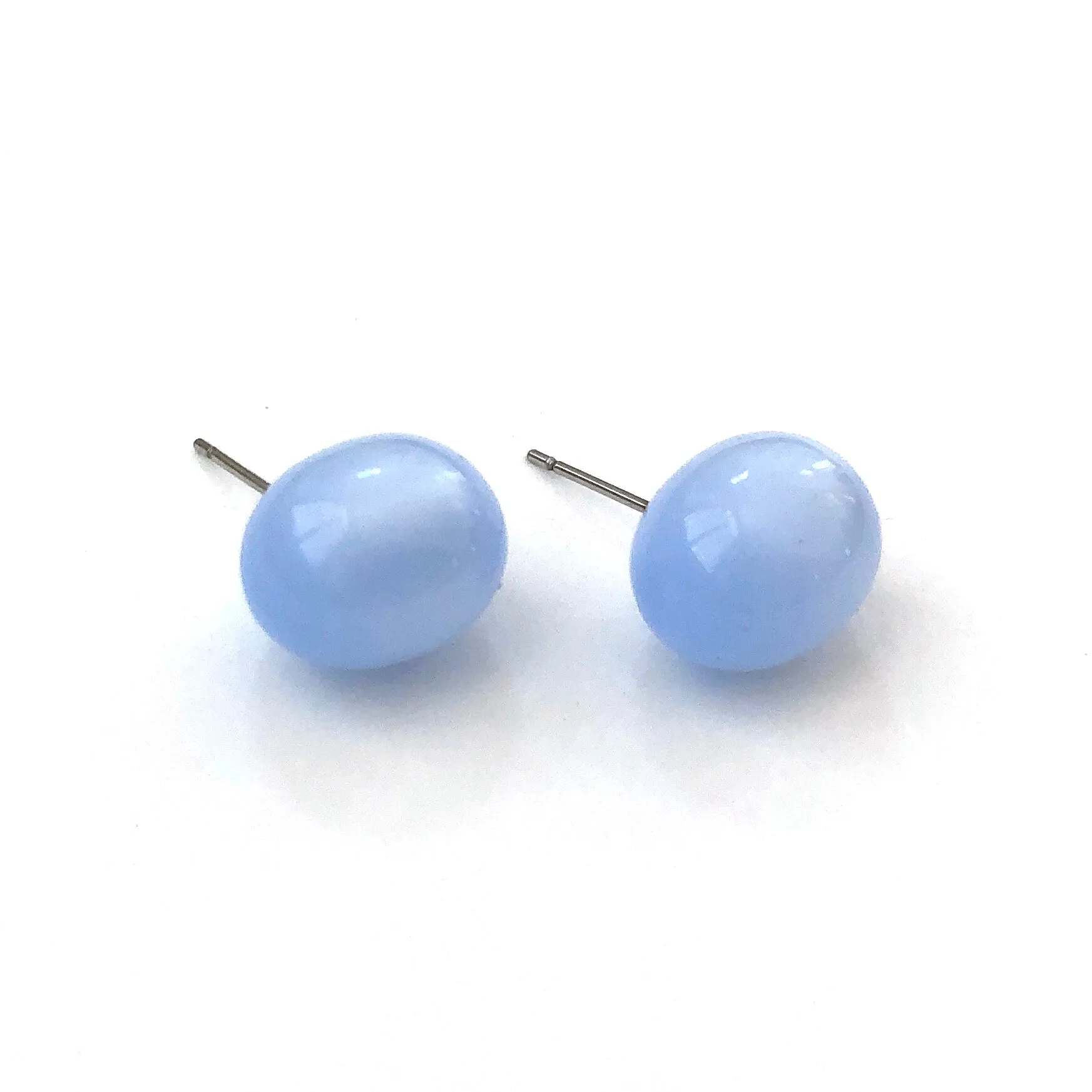 Ice Blue Moonglow Oval Bulb Stud Earrings