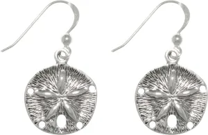 Jewelry Trends Sterling Silver Sand Dollar Star Dangle Earrings