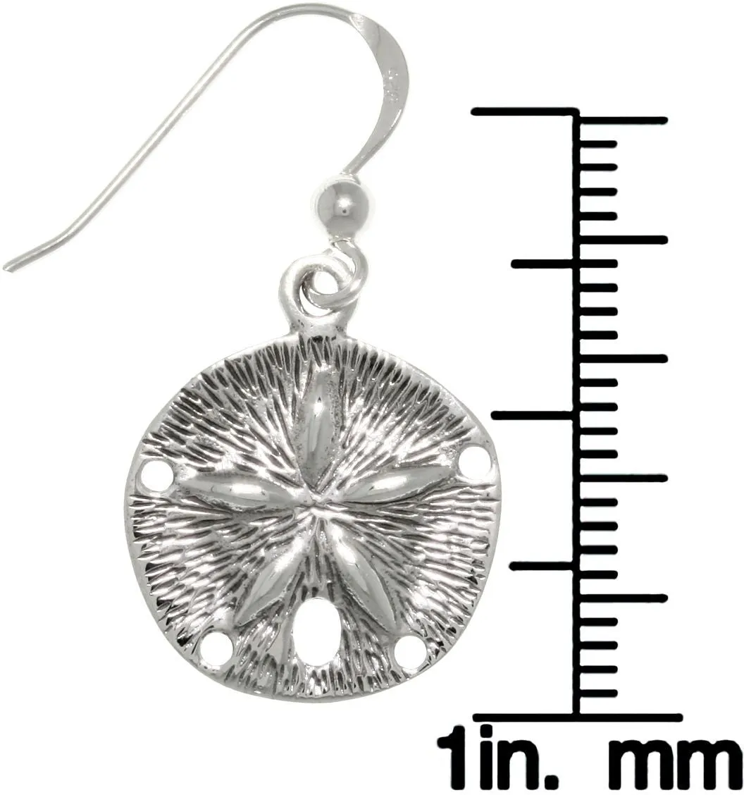 Jewelry Trends Sterling Silver Sand Dollar Star Dangle Earrings