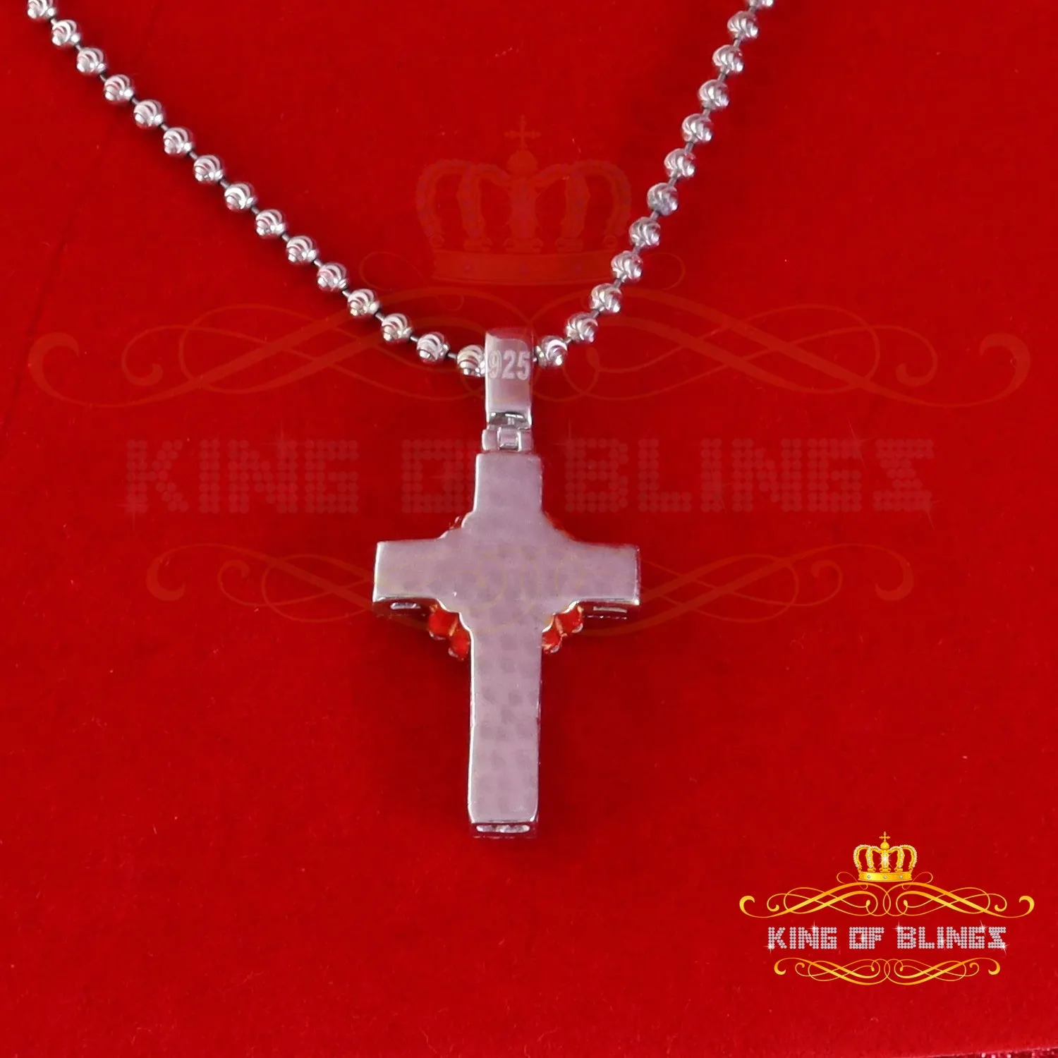 King Of Bling's 925 Sterling White Silver 2.00ct VVS D Clr.Moissanite Cross Pendant Men/ Women.