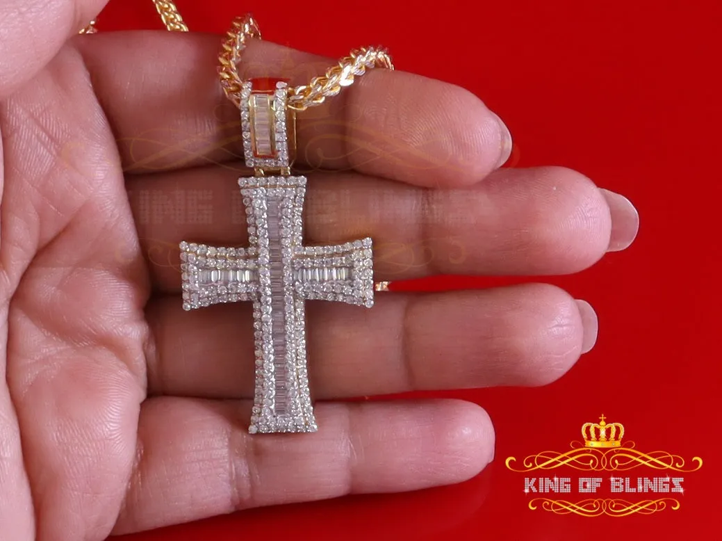 King Of Bling's Cross Pendant 925 Yellow Sterling Silver 2.25ct VVS D Clr. Moissanite for Women