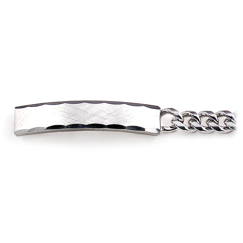 Ladies’ ID Bracelet with Faceted Edge Brushed Plaque