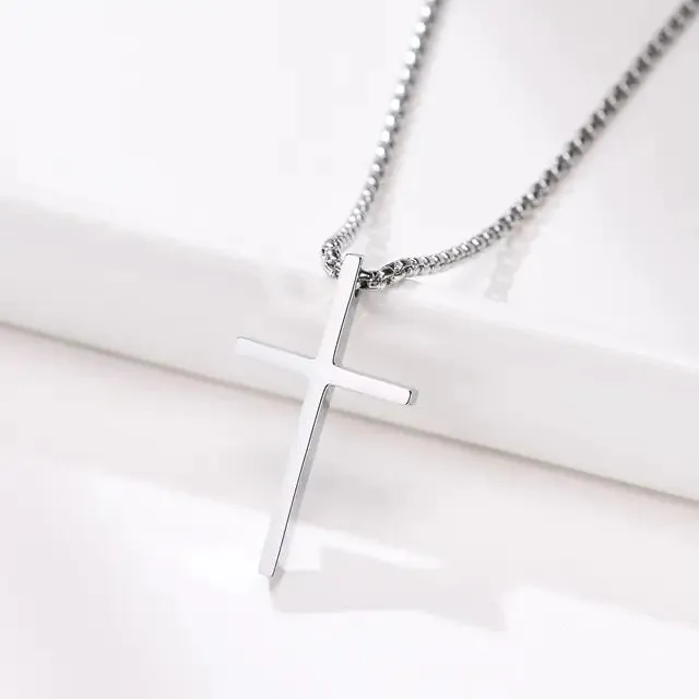 Layered Men's Cross Pendant Necklaces