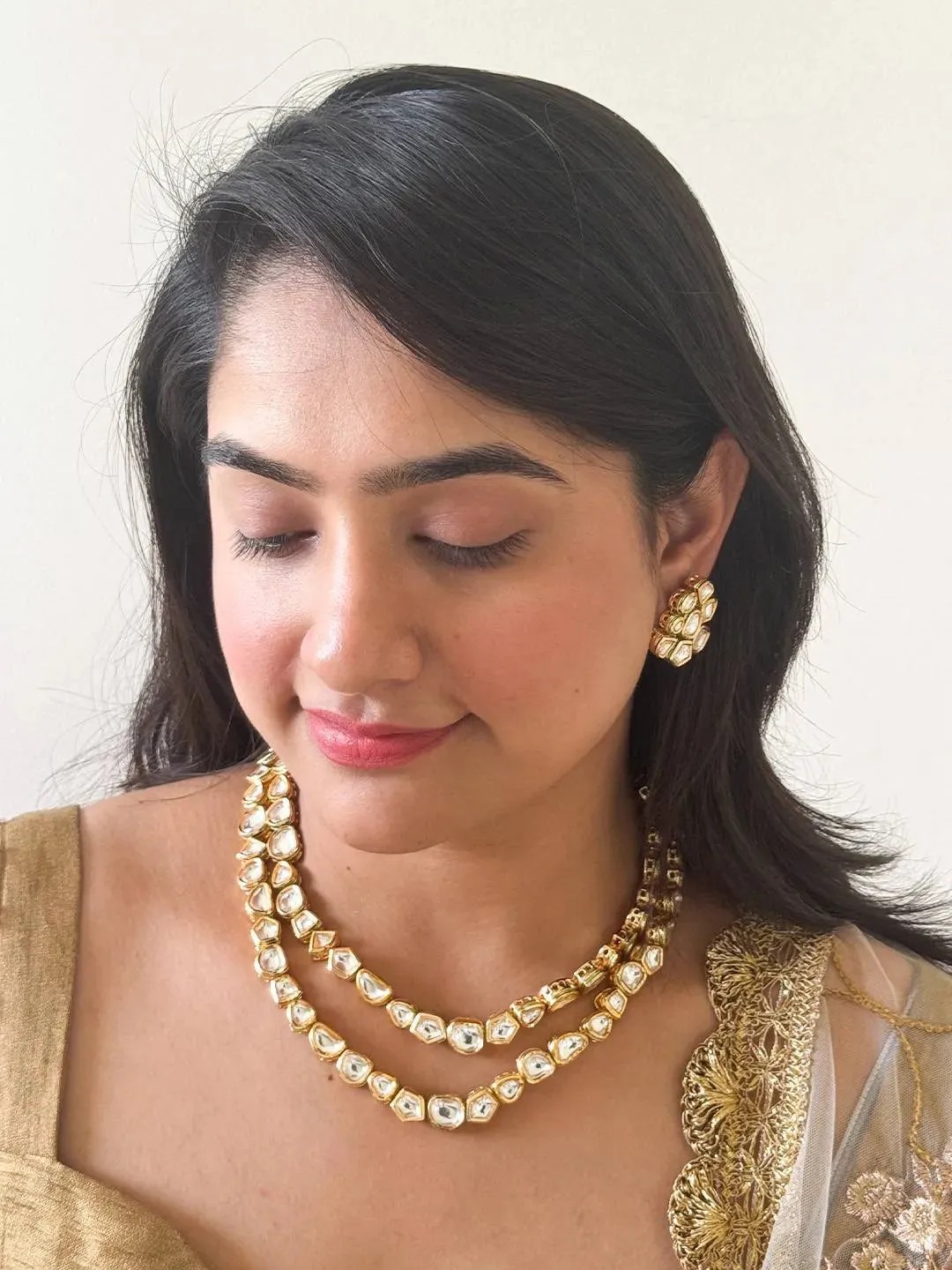 Layered Uncut Kundan Necklace Set