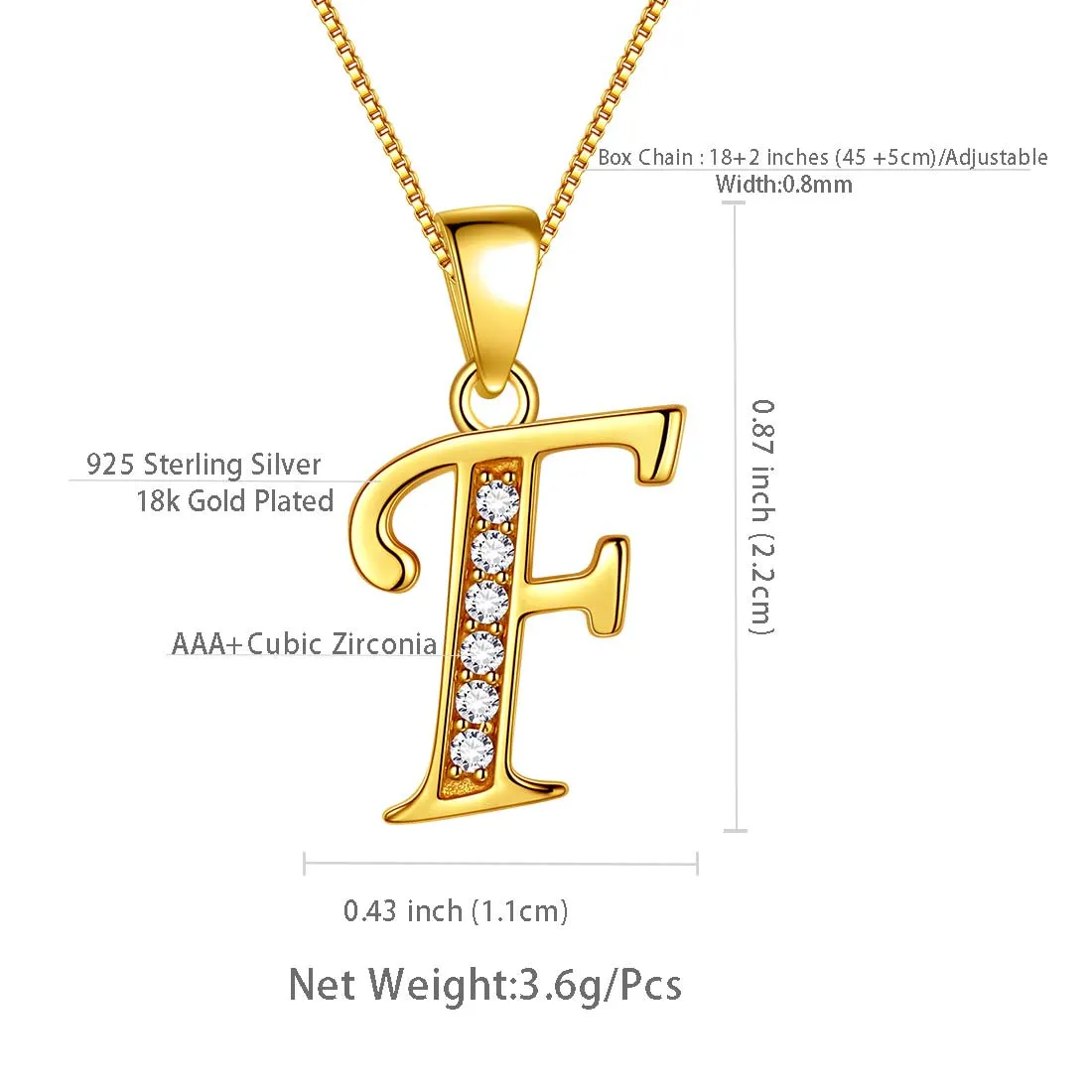 Letter F Initial Necklaces Pendant Women Men Name Jewelry Gift 925 Silver