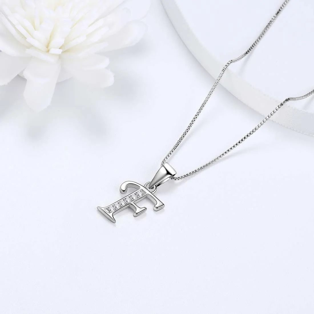 Letter F Initial Necklaces Pendant Women Men Name Jewelry Gift 925 Silver