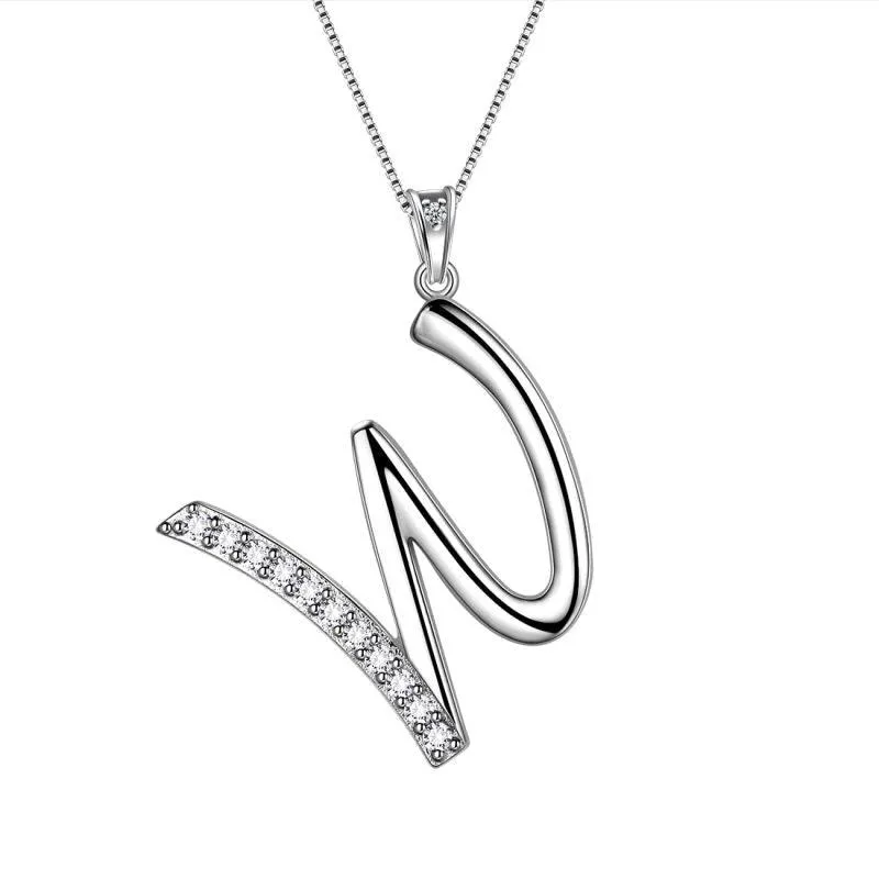 Letter Initial W Necklaces Pendant Women Girls Name Jewelry Gift 925 Sterling Silver