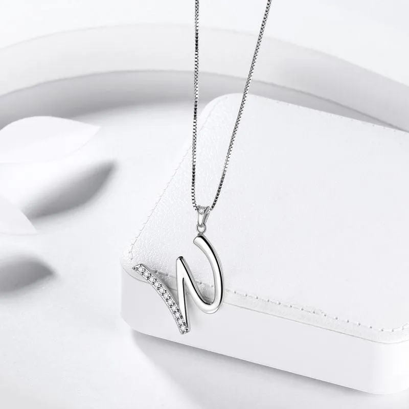 Letter Initial W Necklaces Pendant Women Girls Name Jewelry Gift 925 Sterling Silver