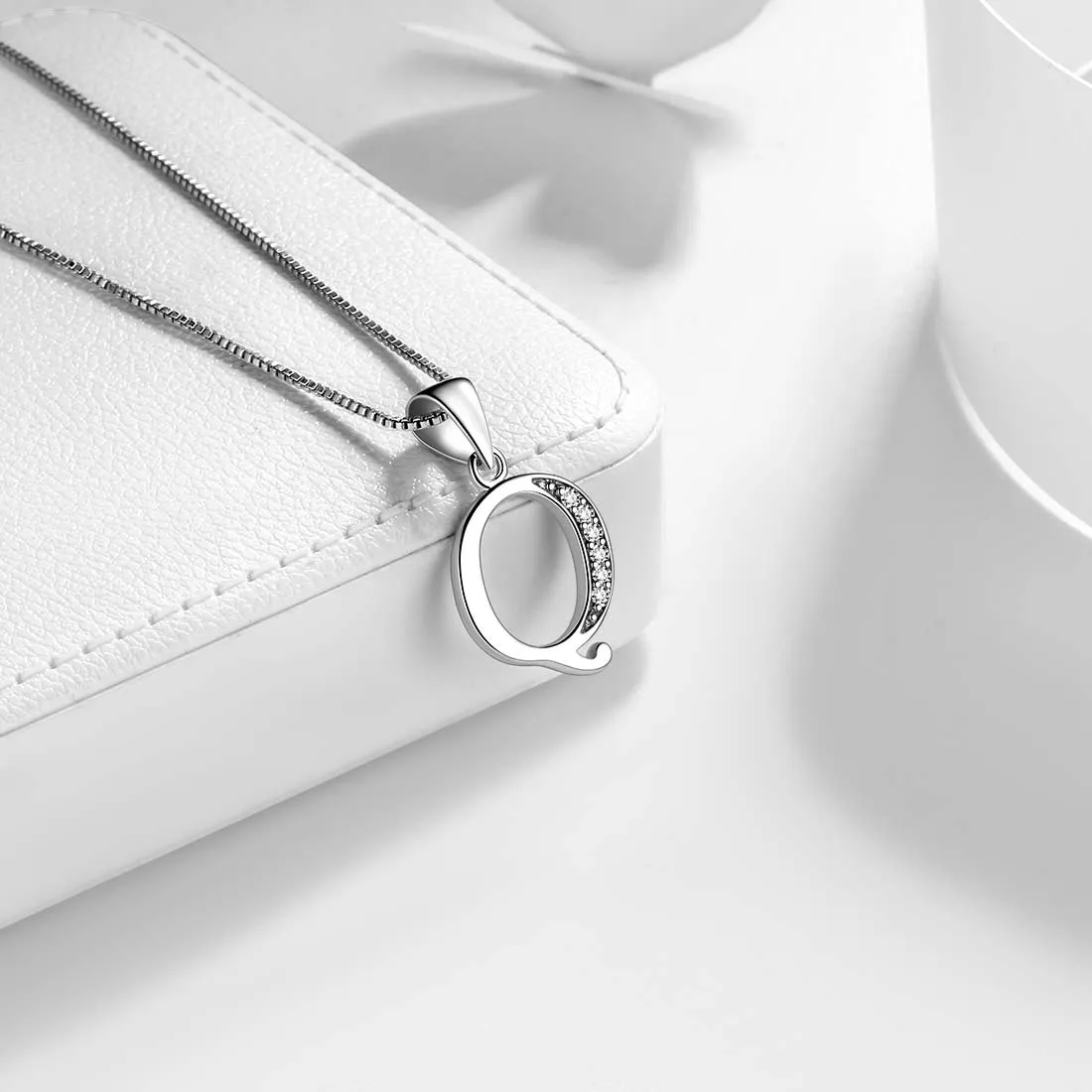 Letter Q Initial Necklaces Pendant Women Men Name Jewelry Gift 925 Silver