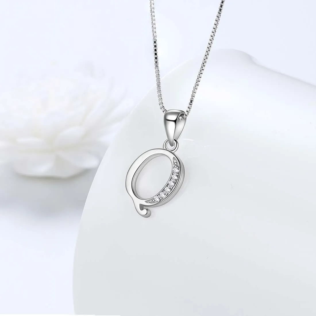 Letter Q Initial Necklaces Pendant Women Men Name Jewelry Gift 925 Silver