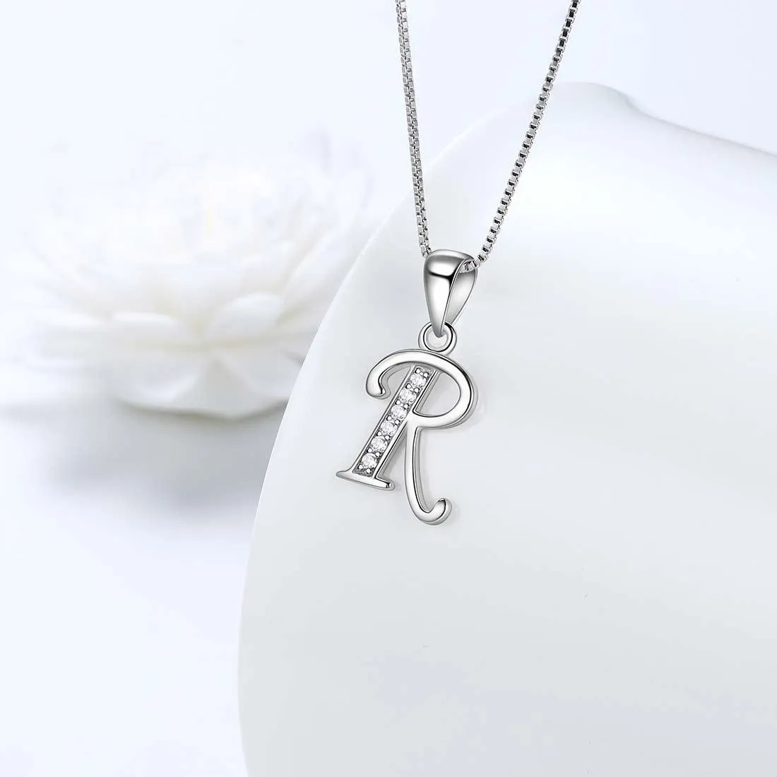 Letter R Initial Necklaces Pendant Women Men Name Jewelry Gift 925 Silver