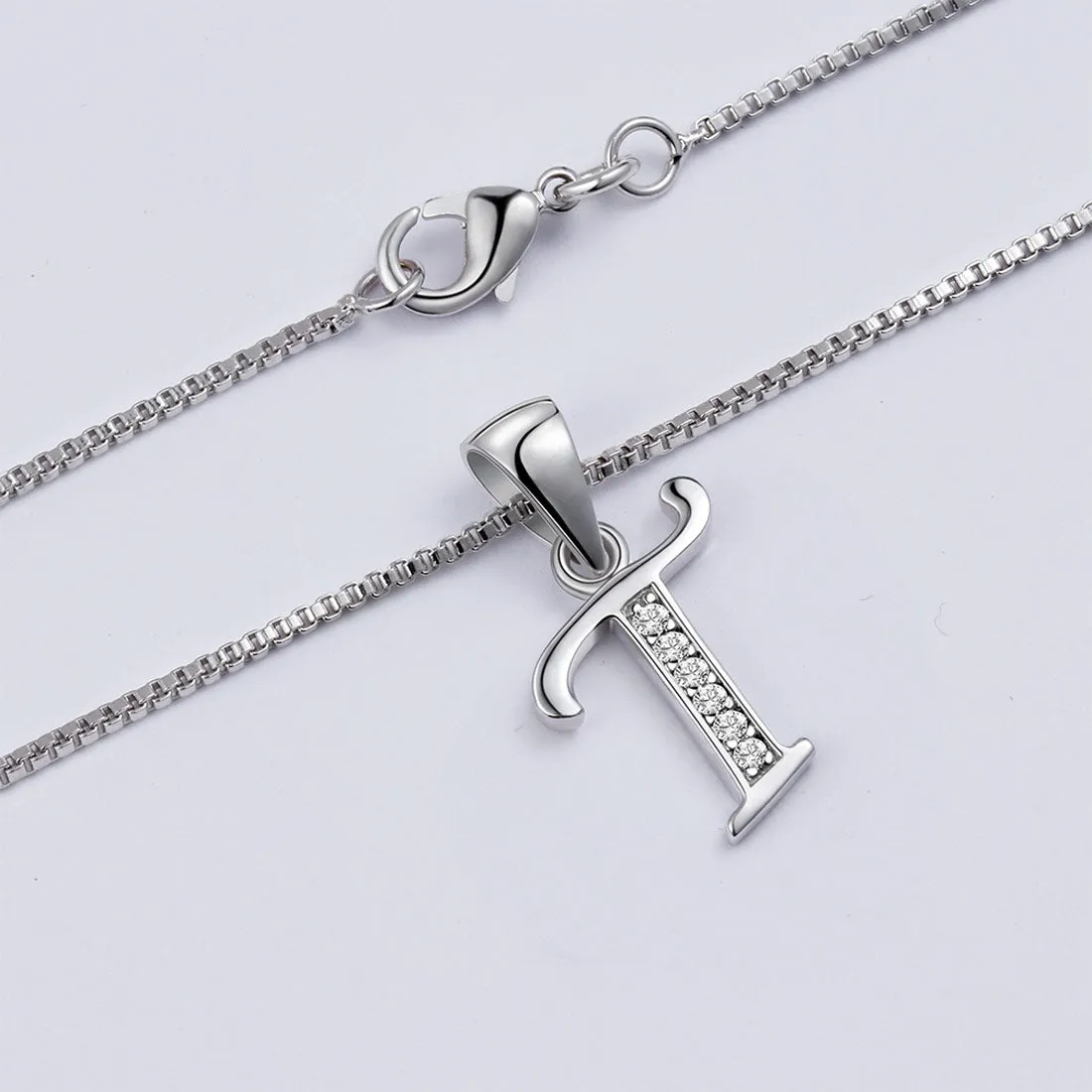 Letter T Initial Necklaces Pendant Women Men Name Jewelry Gift 925 Silver