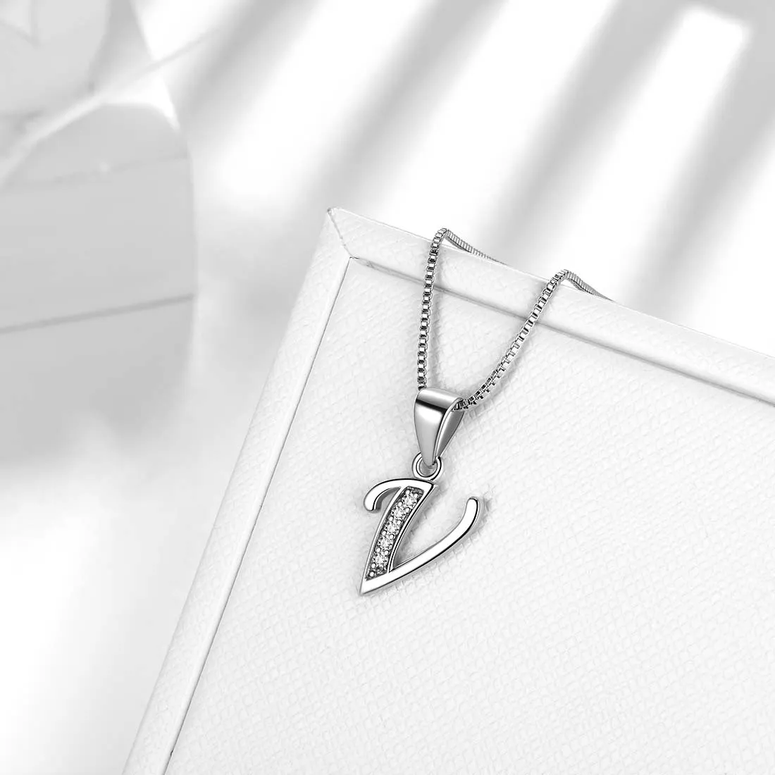 Letter V Initial Necklaces Pendant Women Men Name Jewelry Gift 925 Silver