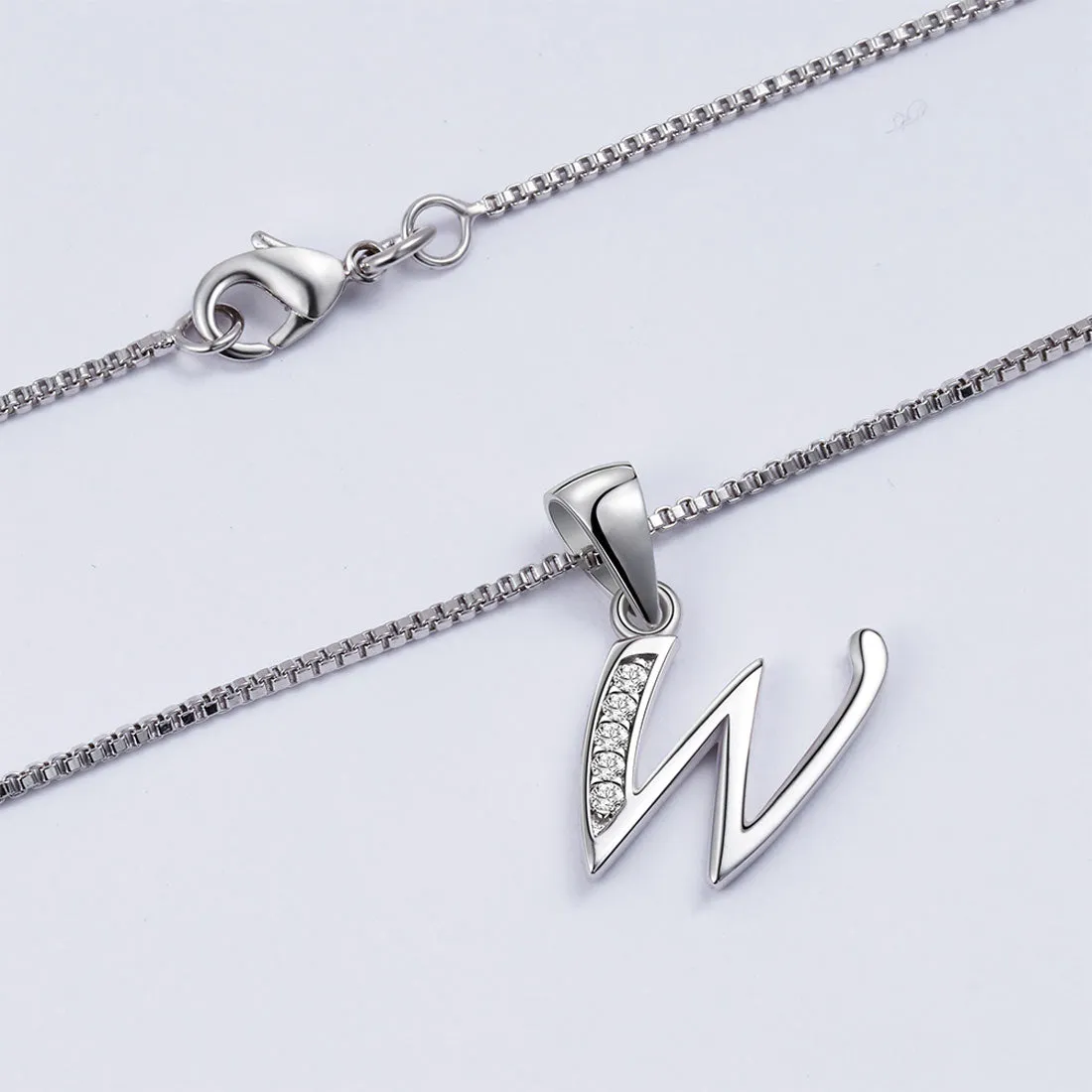 Letter W Initial Necklaces Pendant Women Men Name Jewelry Gift 925 Silver