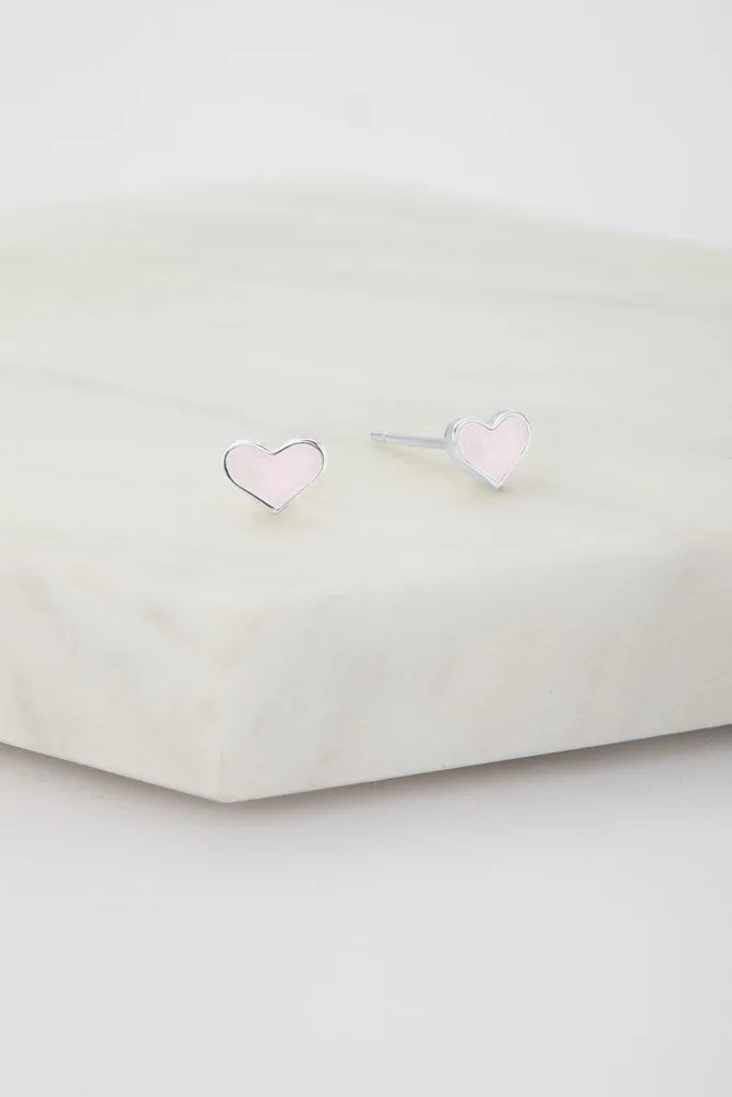 Love Stud Earring - Pink - 925 Sterling Silver