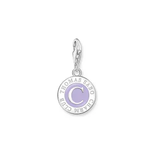 Member charm with violet cold enamel charmista coin silver