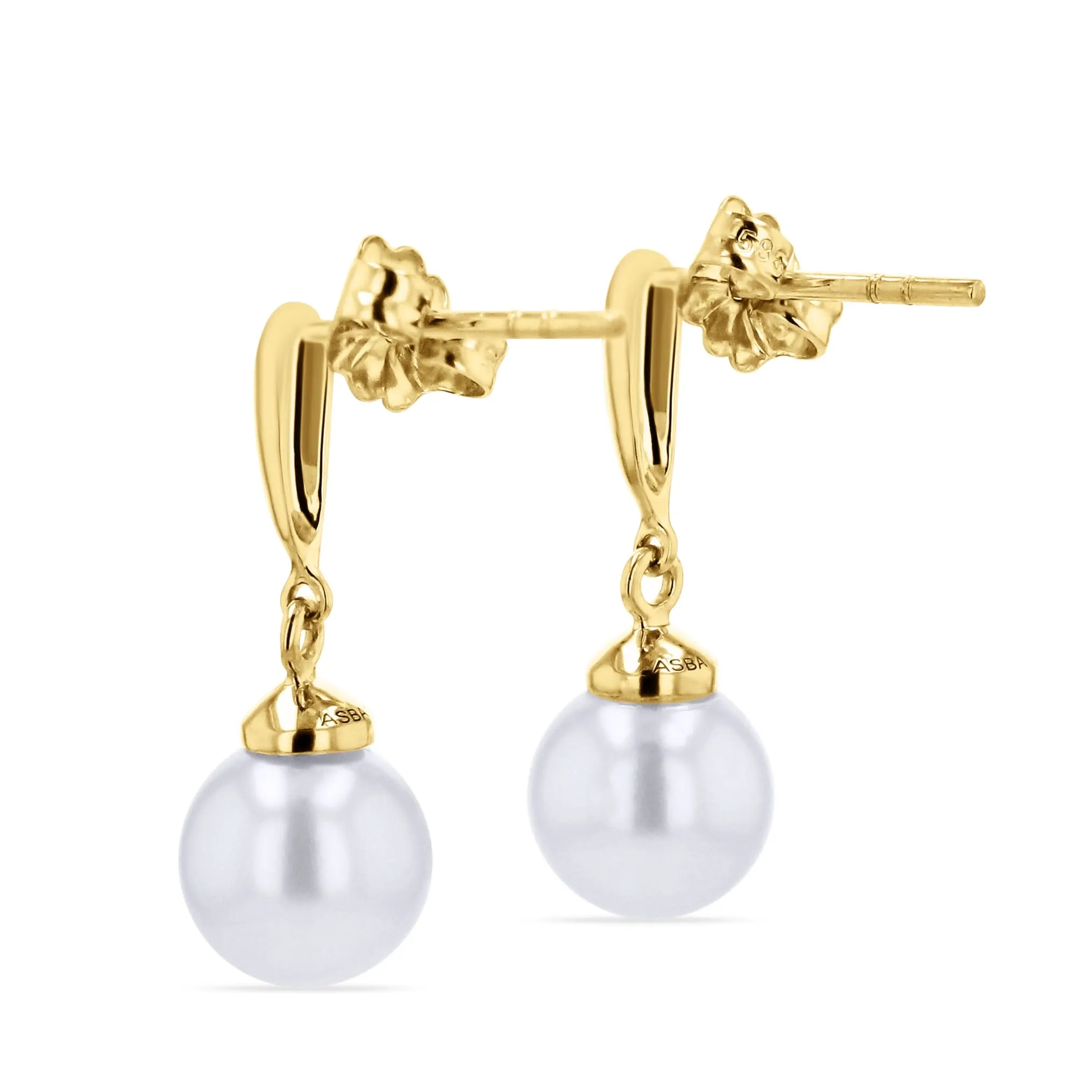 Pearl and Gold Dangle Earrings