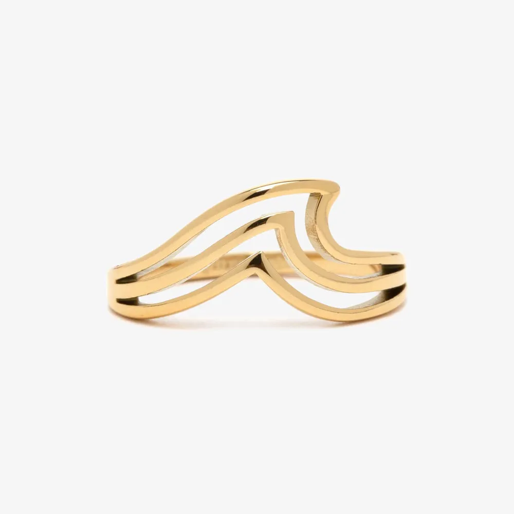 Pura Vida Bracelets Surfrider Triple Wave Ring - GOLD