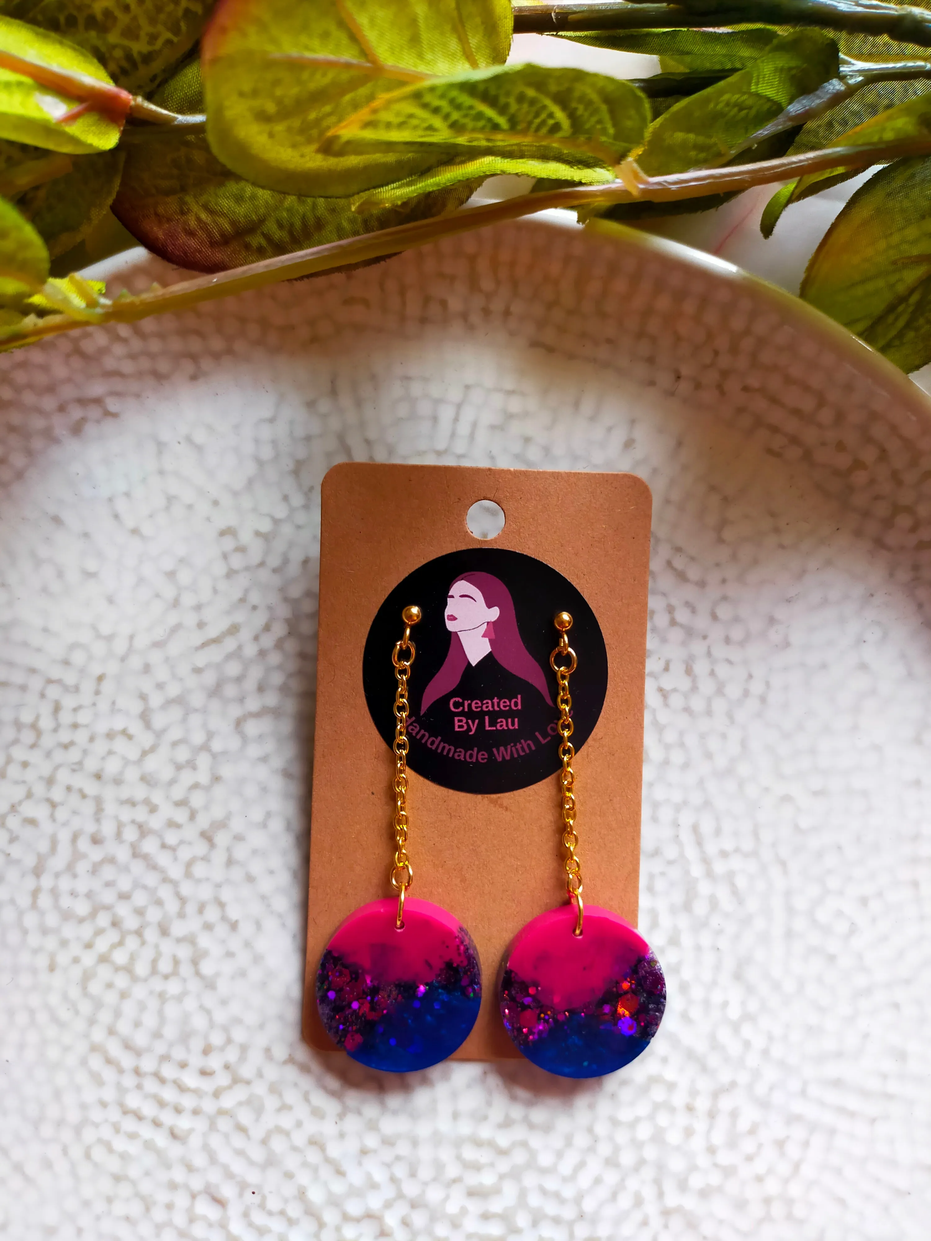 "Bailey Drop" Pink, Blue & Glitter Chain Drop Dangle Earrings