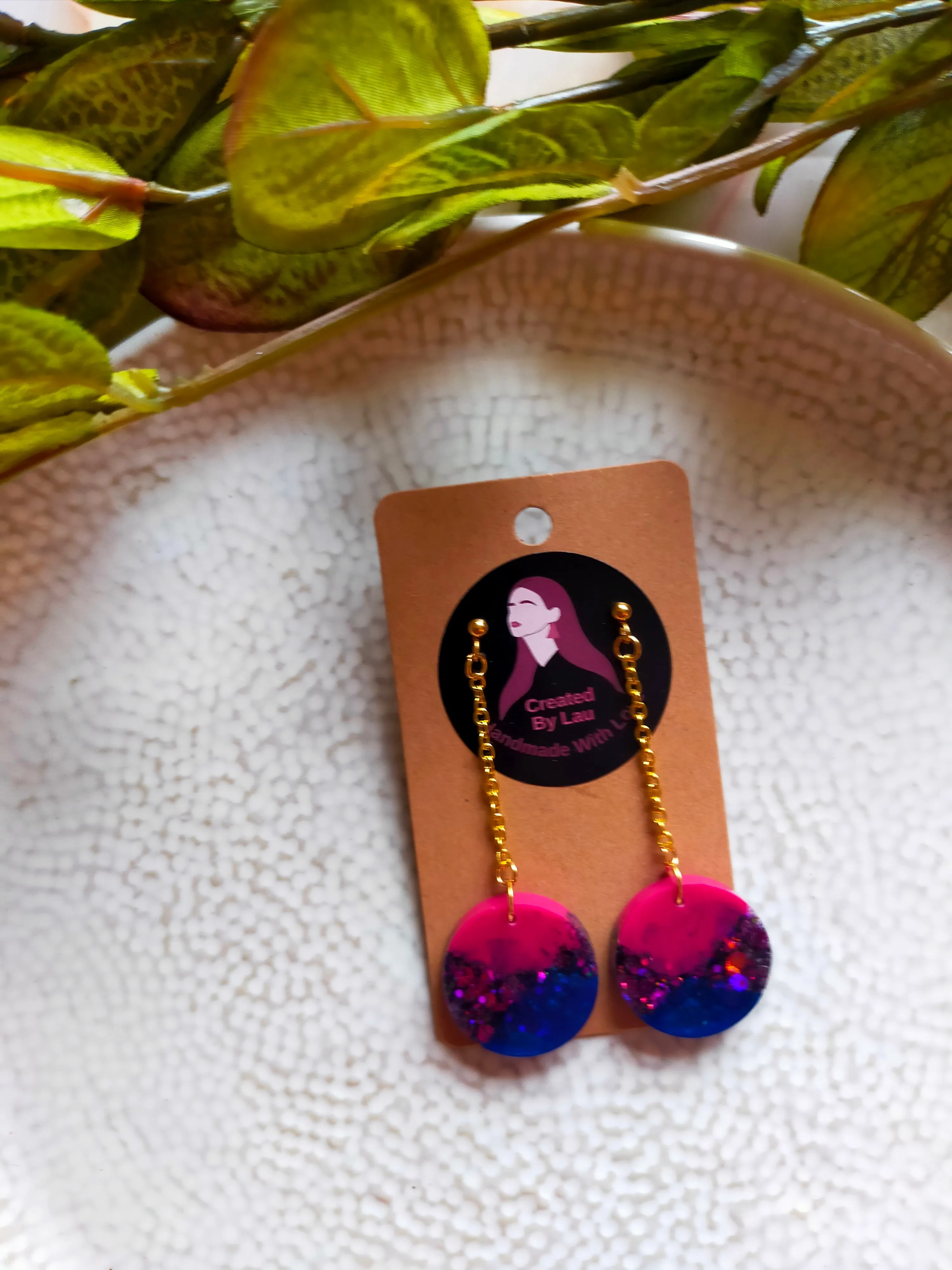 "Bailey Drop" Pink, Blue & Glitter Chain Drop Dangle Earrings