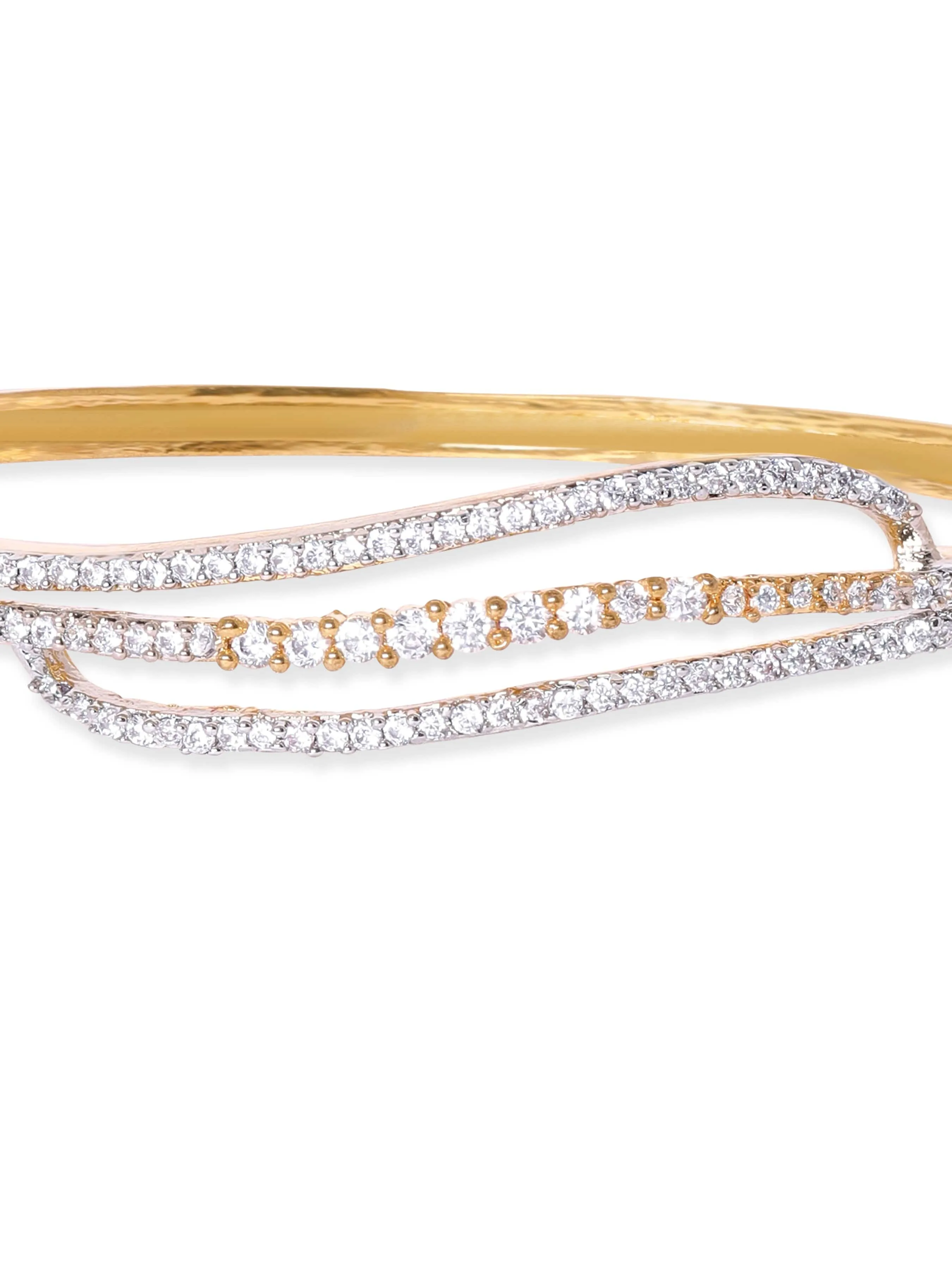 Rubans 22K Gold plated Zirconia contemporary Sleek Bracelet