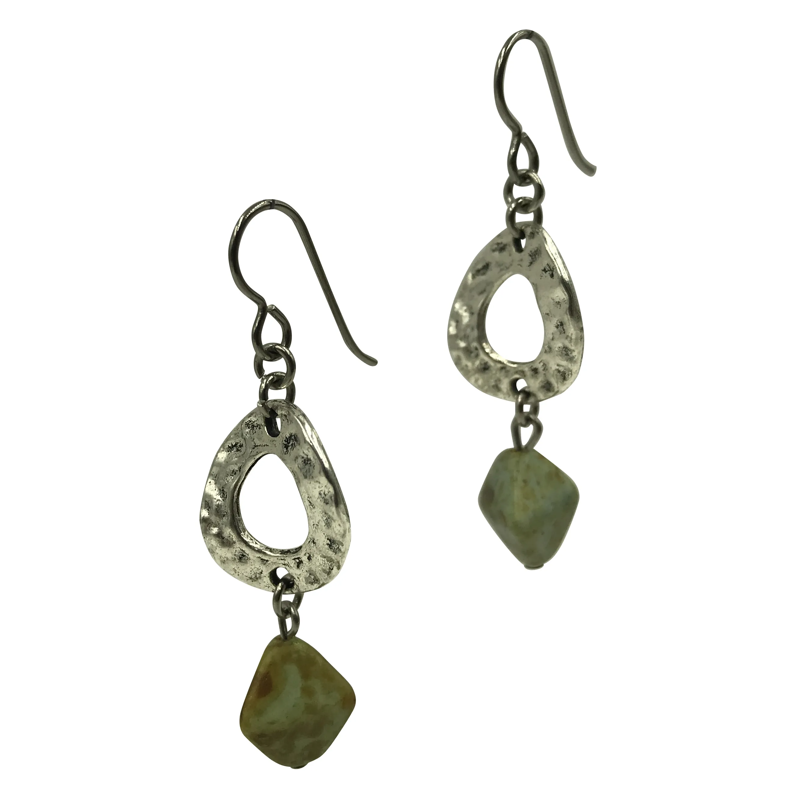 Silver Geometric Design Dangle Earrings for Sensitive Ears