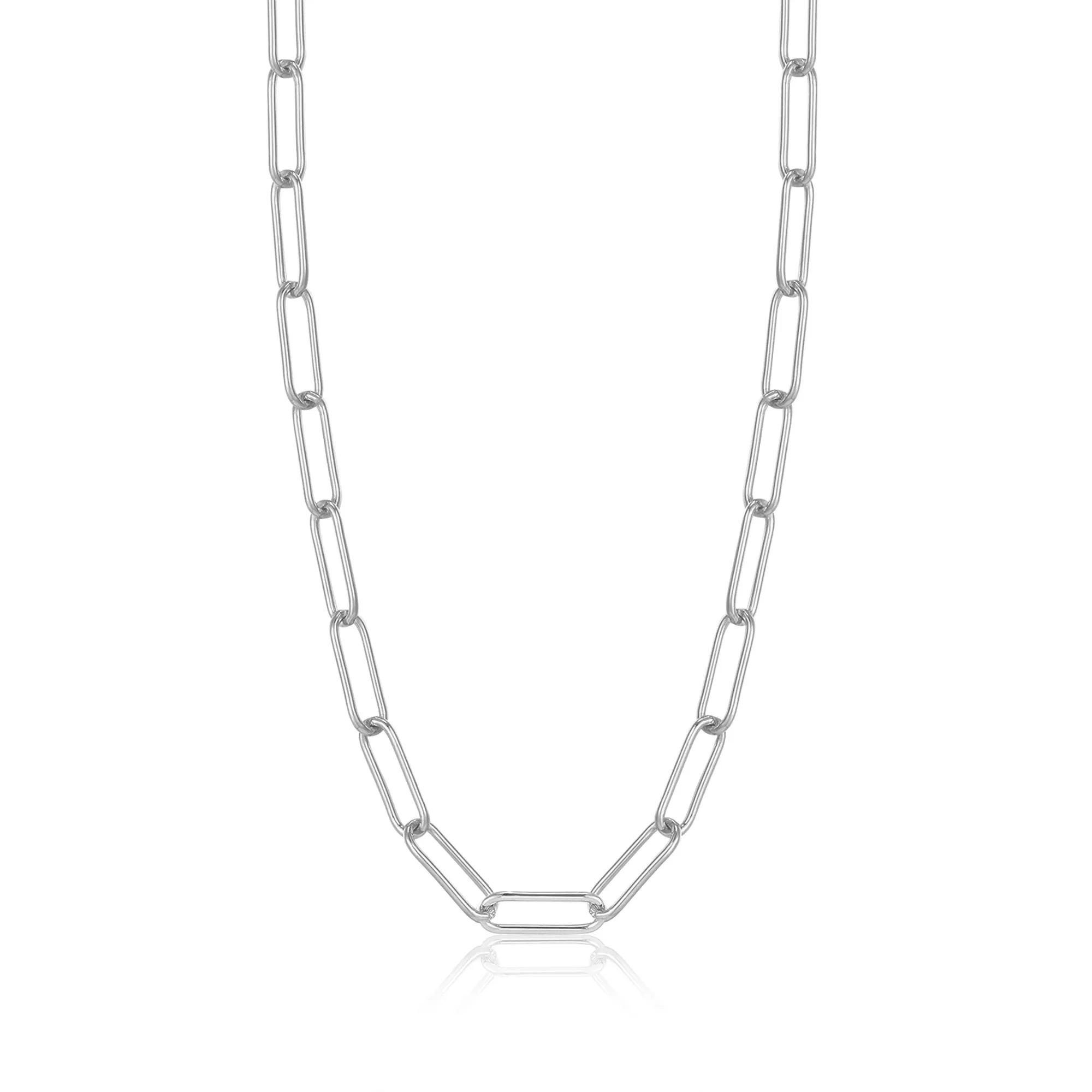 Silver Paperclip Chunky Chain Necklace