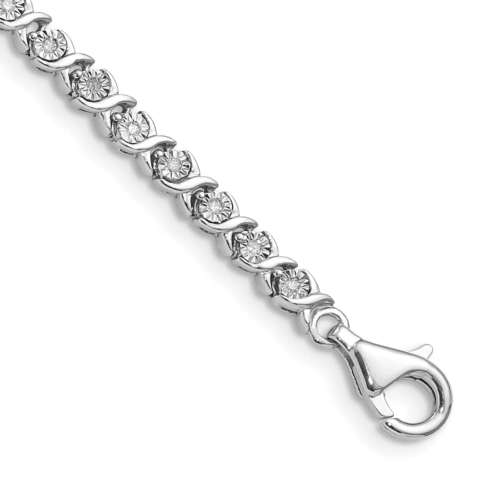 Silver Polished Finish Diamond Tennis Bracelet