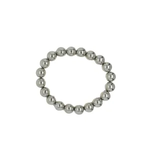 Silver Round Beaded Stretch Bracelet - In 3 Sizes