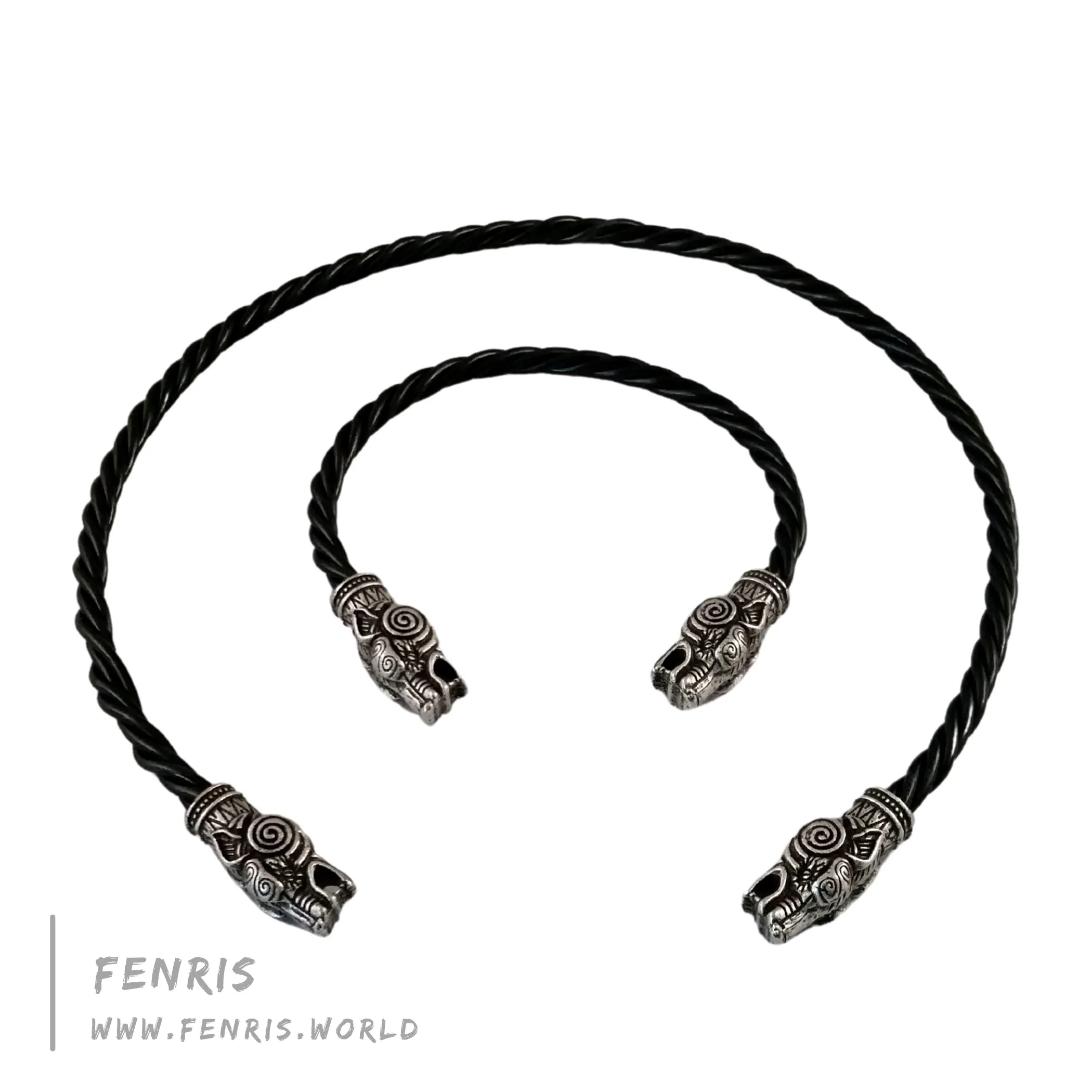 Silver Torc Wolf Necklace Bracelet Set  | Fenris