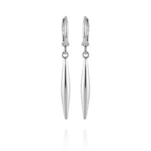 Silvertone Spear Dangle Huggie Hoop Drop Earrings