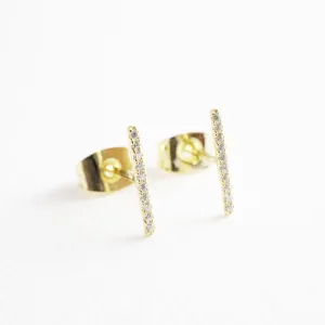 Skinny Midi Crystal Bar Earrings