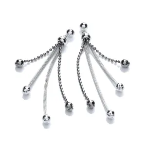 Sterling Silver Double Strand and Ball Stud Earrings