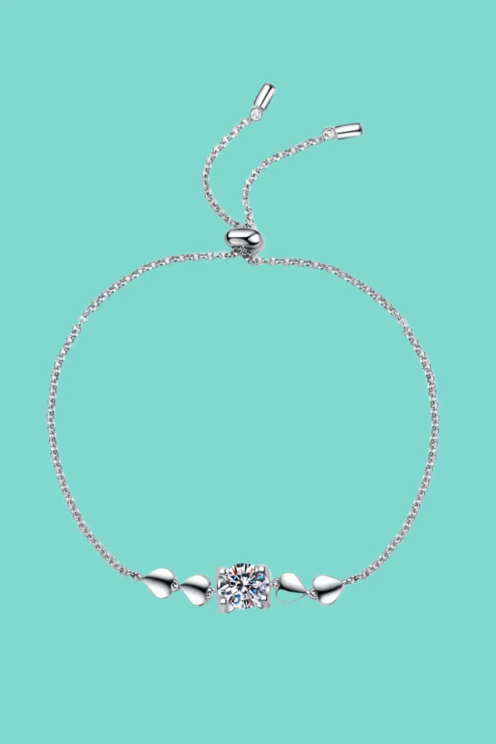 Sterling Silver Moissanite Infinity Heart Bracelet