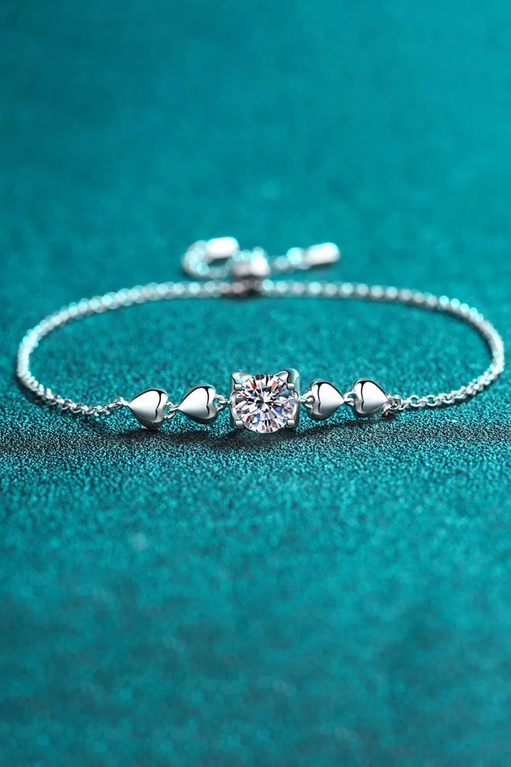 Sterling Silver Moissanite Infinity Heart Bracelet