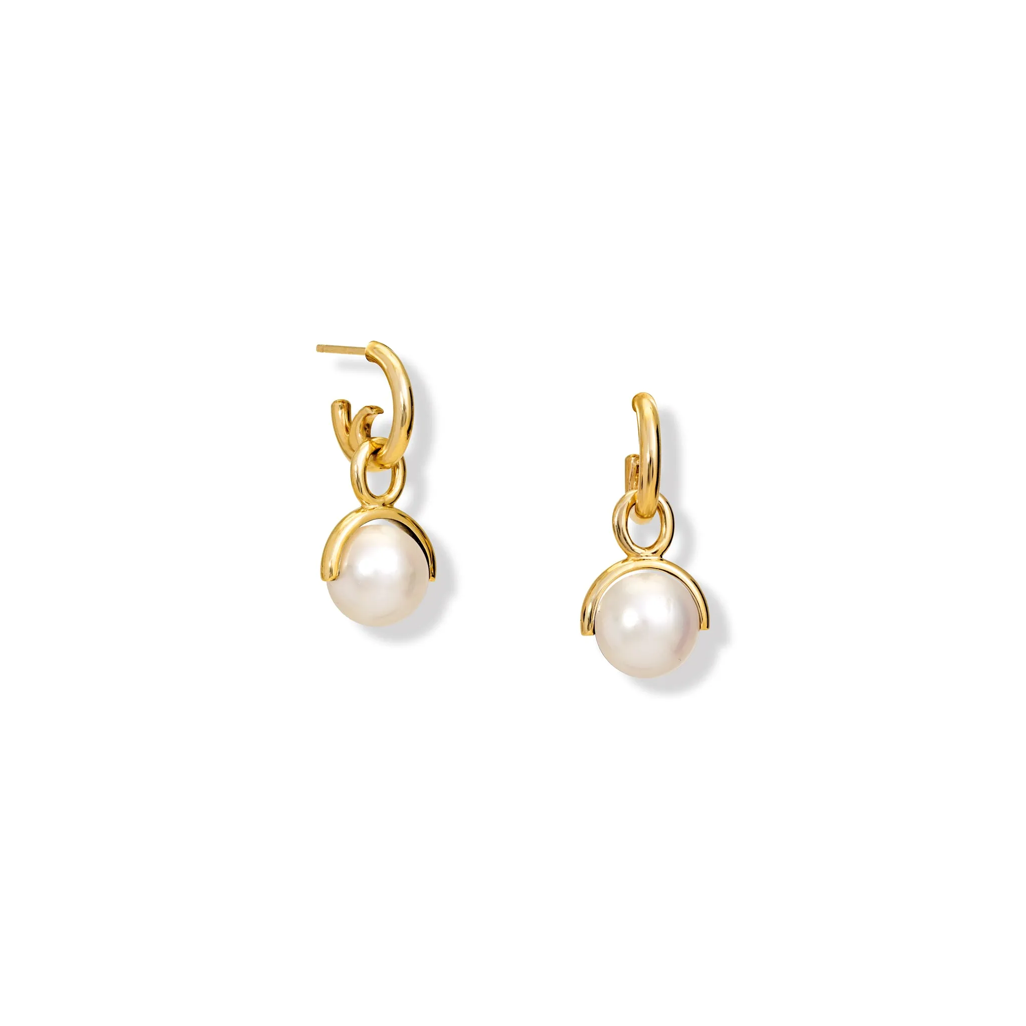 Stirrup Earrings Drops Yellow Gold - Pearl