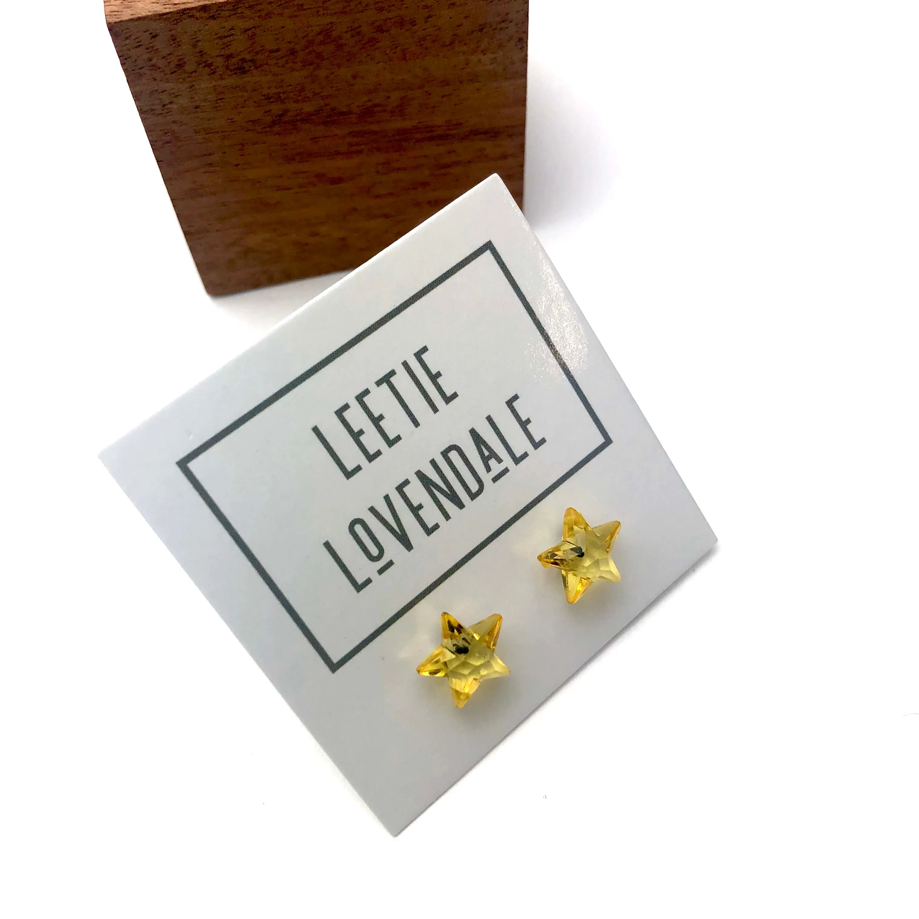 Sunshine Yellow Faceted Petite Star Stud Earrings