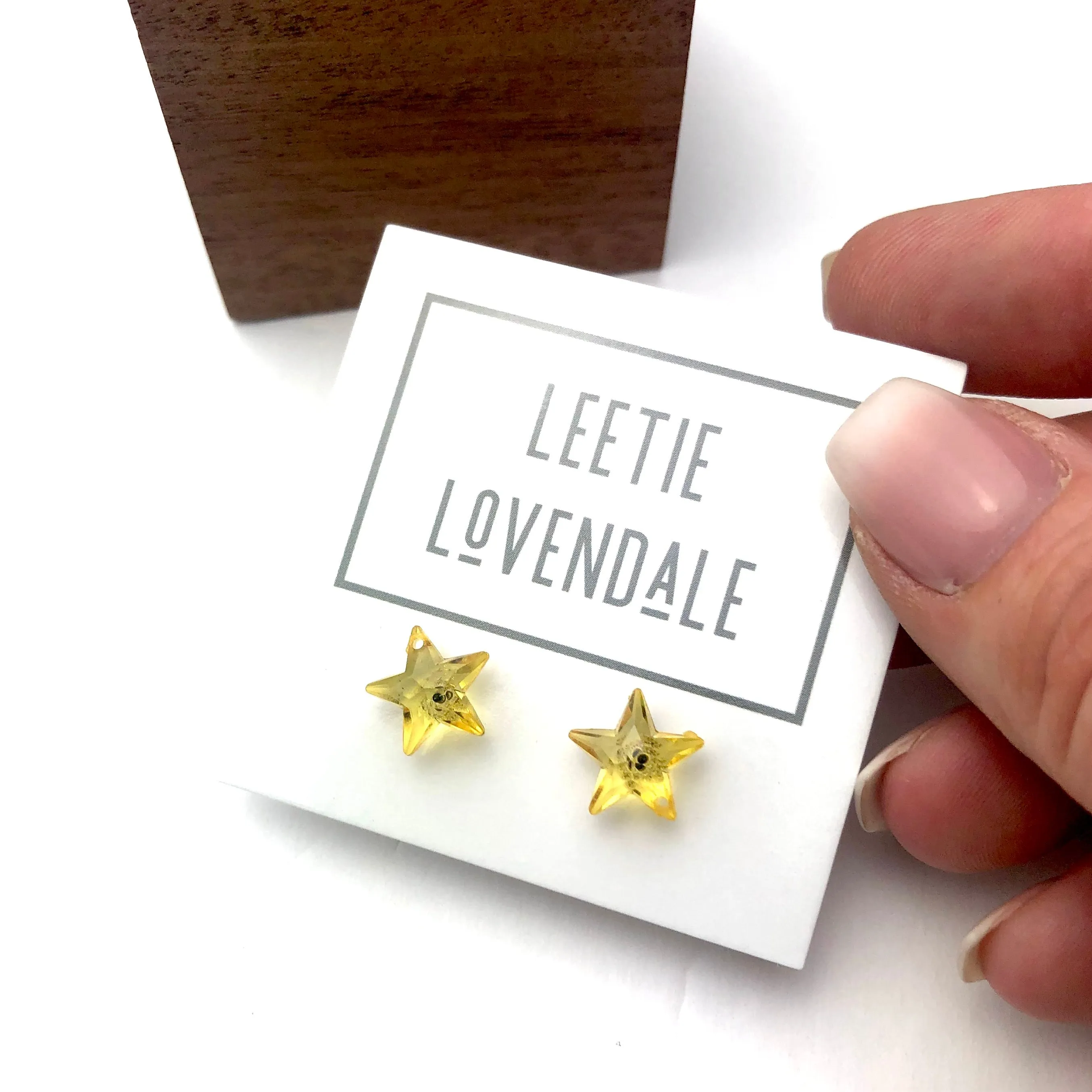 Sunshine Yellow Faceted Petite Star Stud Earrings