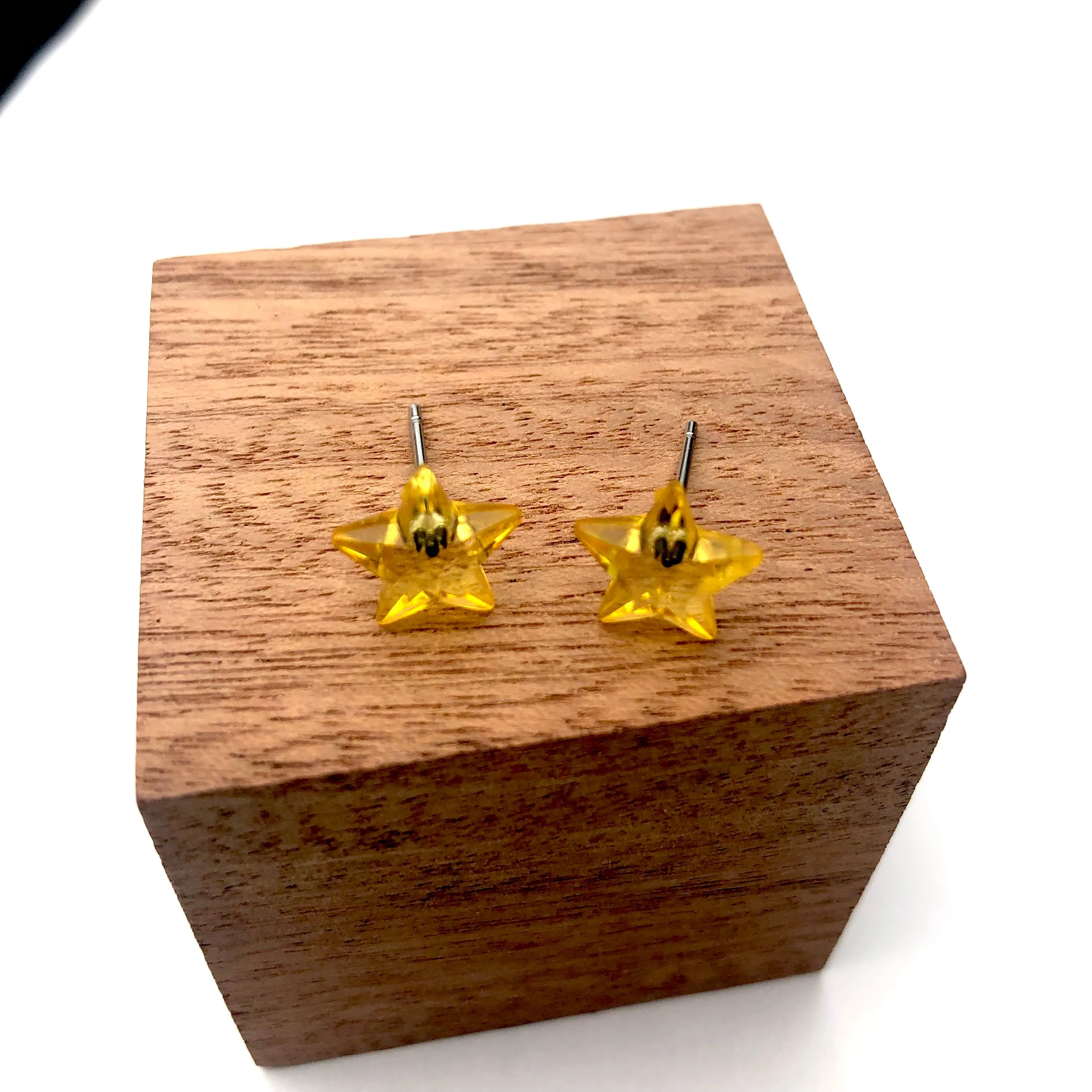 Sunshine Yellow Faceted Petite Star Stud Earrings