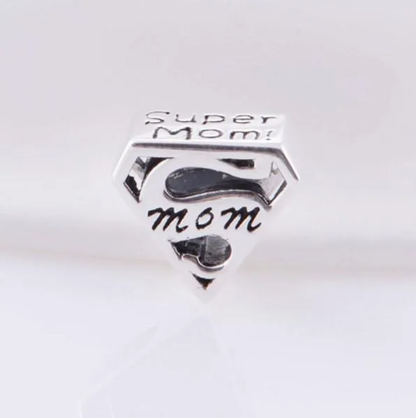 Super Mom Triangle Charm Sterling Silver