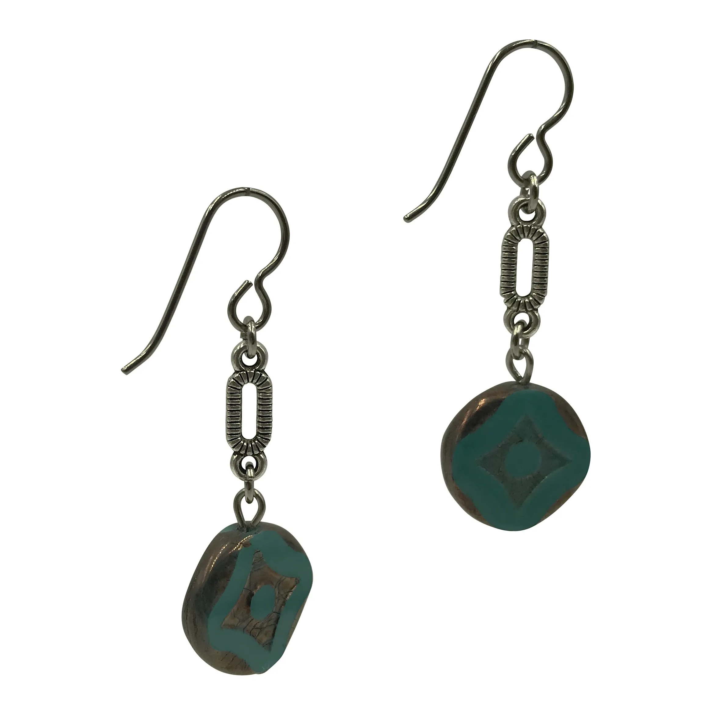 Teal Dangle Earrings for Sensitive Ears