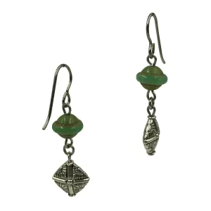 Teal Diamond Shape Dangle Earrings for Sensitive Ears