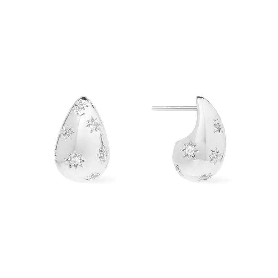 Teardrop Constellation Silver 20mm Stud Earrings