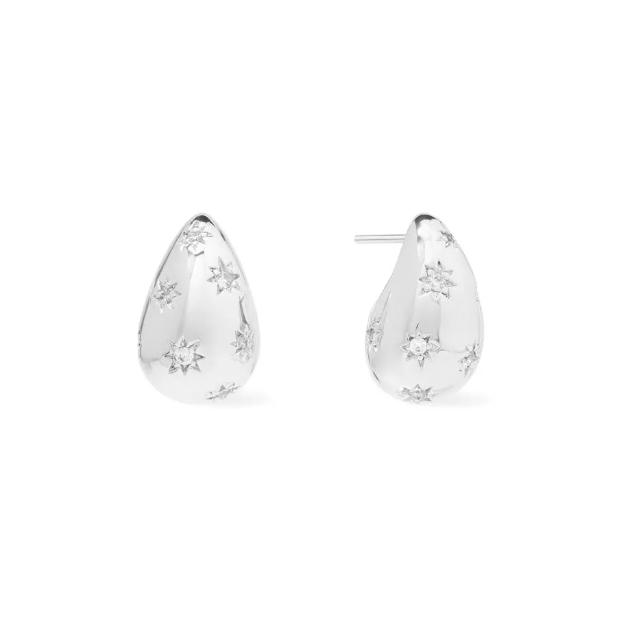 Teardrop Constellation Silver 20mm Stud Earrings