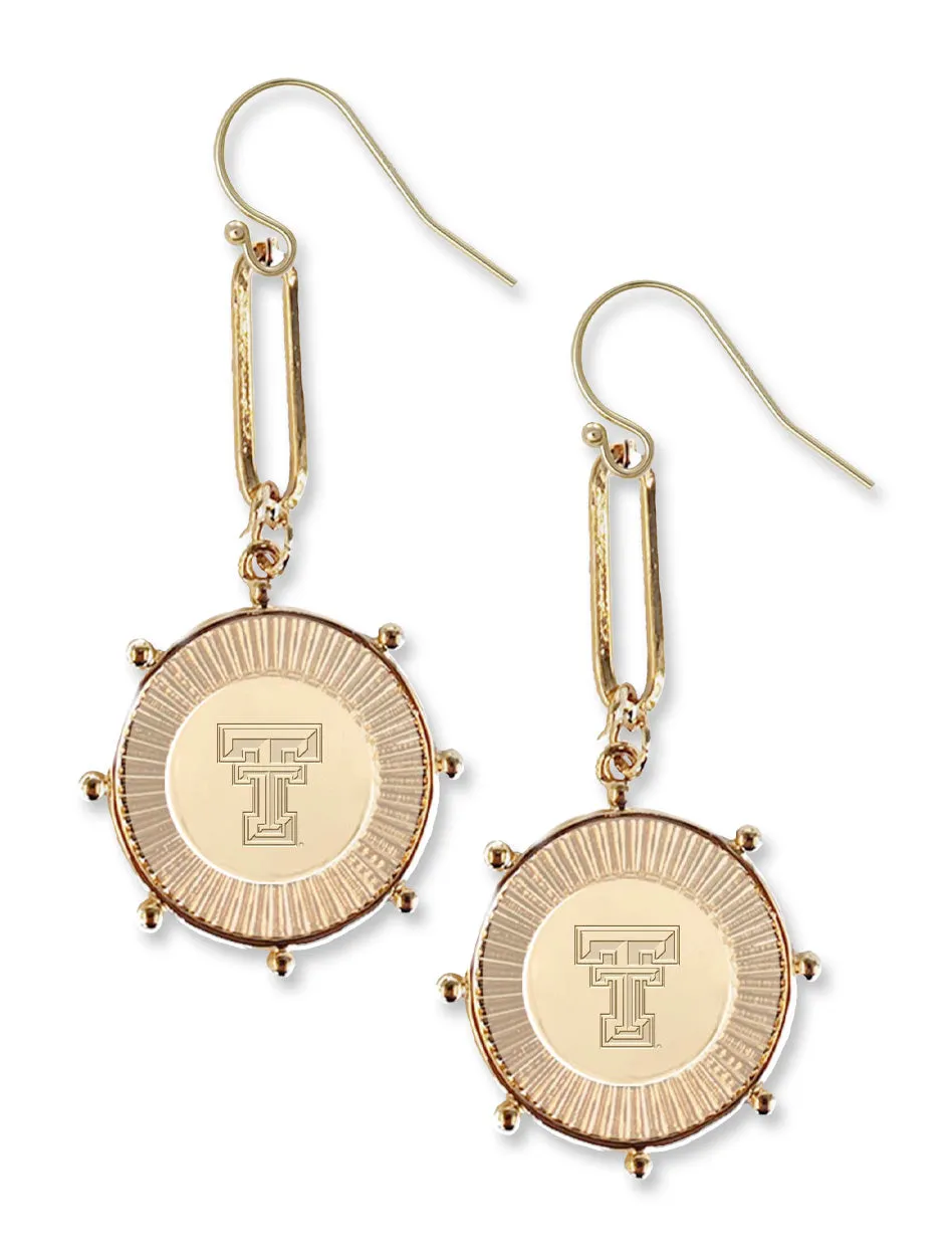 Texas Tech Red Raiders Shelby & Grace "Pixel" Dangle Disc French Wire Earrings