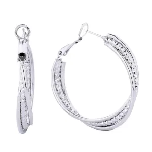 The Perfect Accessory: White Gold Small Diamond-Cut Hoop Earrings - Fashion Jewelry