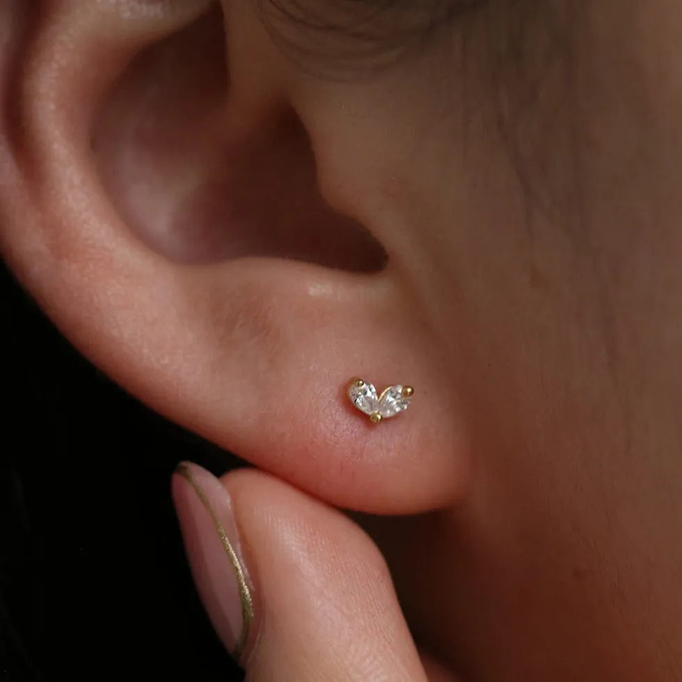 Tiny leaf stud earrings