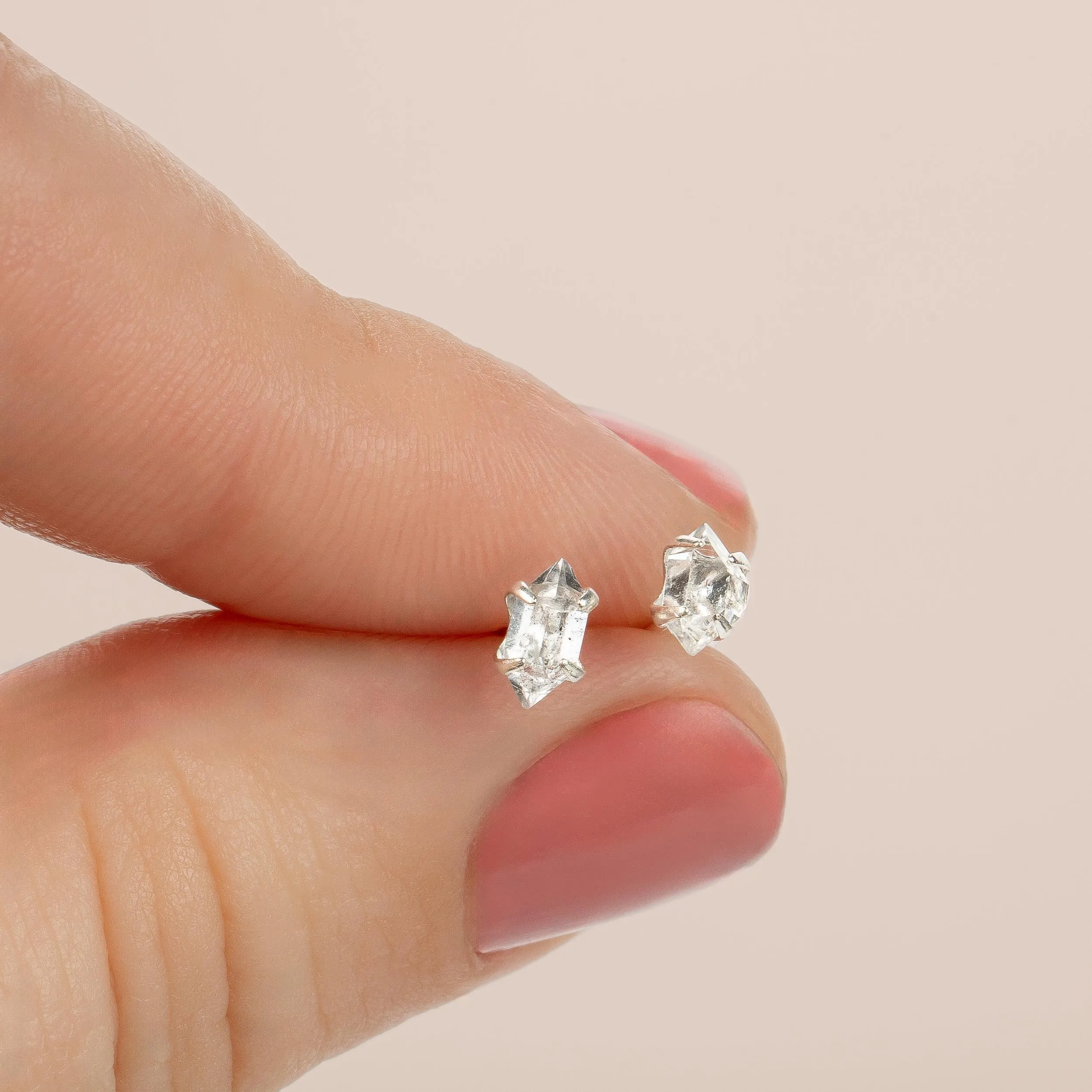 Tiny Raw Herkimer Diamond Stud Earrings