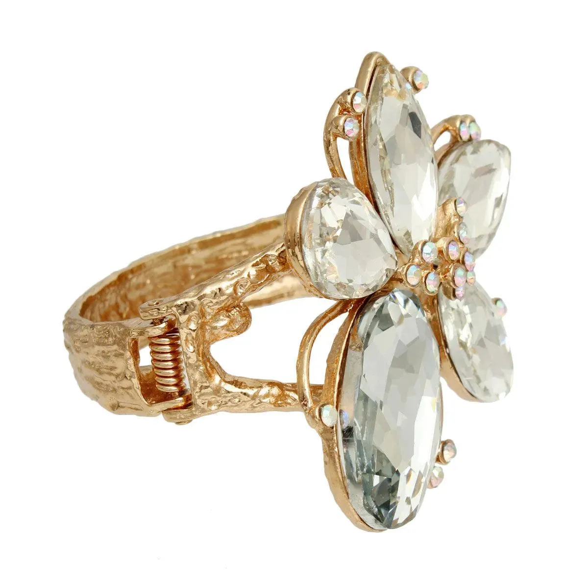 Transform Your Look with a Stunning Gold/Clear Flower Bracelet